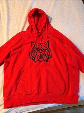 Nike University of Arizona Hoodie/Sweatshirt - Red with Blue Wildcat
